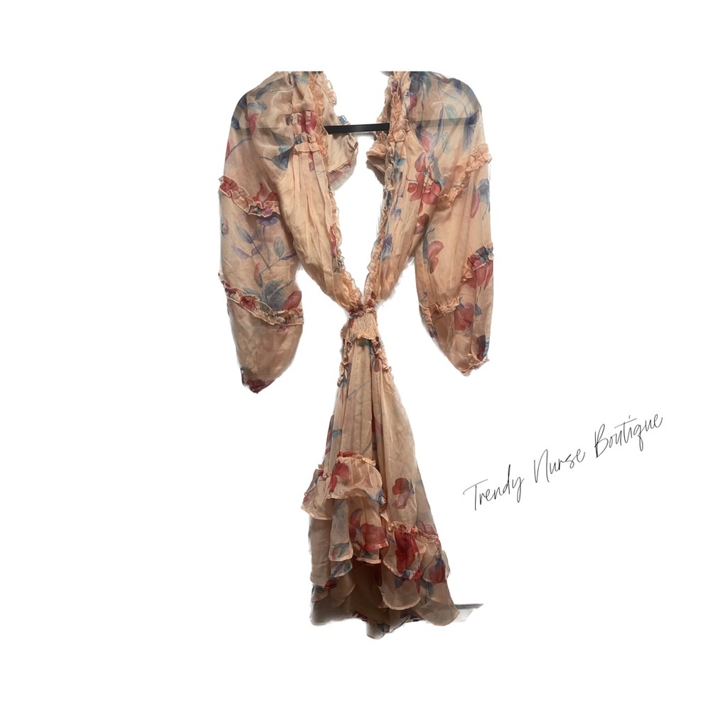 Apricot Strappy Floral Dress